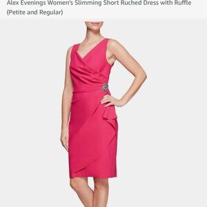 Alex Evenings Women's Short Ruched Dress w/Ruffle NWT Sz14